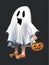 Halloween horror ghost costume on black background