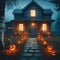 Halloween house sits spooky on street, waiting for trick and treaters