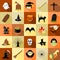 Halloween Icon Character and Object Set with Drop Shadows