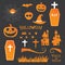 Halloween icon symbol object collection set.