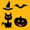 Halloween icons pumpkins bats cats hat