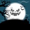 Halloween illustration big moon bats scary and horror background