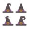 Halloween illustration of four witch hats