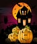 Halloween illustration. Halloween pumpkin. Text, halloweeen.