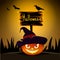 Halloween illustration pumpkins mystical, silhouettes bats and crow. EPS 10