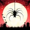 Halloween illustration - spider, moon