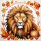 Halloween Inspired Lion Cross Stitch Kit With Autumn Leaves