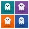 Halloween invitation or greeting cards set. Halloween ghosts on postcards. Cute cartoon spooky character.