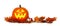 Halloween Jack o Lantern with autumn leaf border over white