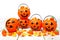 Halloween Jack o Lantern candy holders on white wood