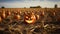 Halloween Jack-o\\\'-lantern in a field with pumpkins, spooky and scary mood, Trick or treat, October, autumn