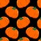 Halloween jack-o-lantern orange pumpkin vegetable seamless pattern vector