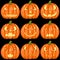 Halloween Jack O Lantern Set of Happy Glowing Faces