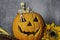 Halloween jack o lantern and skeleton figures
