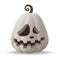 Halloween Jack O Lantern white pumpkin with funny face expression - isolated on transparent background