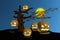Halloween, Jack o lanterns and bats