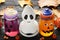 Halloween jelly in glass jars