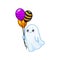 Halloween kawaii ghost character hold balloons
