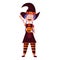 Halloween kid girl character. Girl scares for halloween. Happy Halloween. Child in colorful Halloween costume of witch