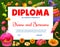 Halloween kids diploma, holiday sweets and candies