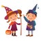 Halloween kids witch cartoon