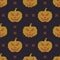 Halloween knitted pattern. Seamless Knitting Texture with cute p