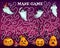 Halloween labyrinth maze cartoon ghost and pumpkin