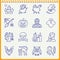 Halloween line icon set Hand drawn pen effect