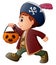 Halloween little pirate with pumpkin basket
