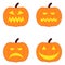 Halloween logo set of pumpkin. Sticker pack of 4 jack o lanterns. Eps 10 vector halloween logo.