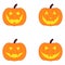 Halloween logo set of pumpkin. Stiker pack of 4 jack o lanterns. Eps 10 vector halloween logo.