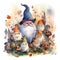Halloween Magic Gnome Delights in Enchanting Watercolor