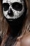 Halloween Makeup Ideas. White Skull on black Face