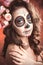 Halloween makeup woman of Santa Muerte