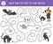 Halloween maze for children. Autumn preschool printable educational activity. Funny day of the dead game or puzzle with black