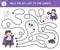 Halloween maze for children. Autumn preschool printable educational activity. Funny day of the dead game or puzzle with kid