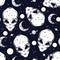 Halloween monochrome seamless pattern