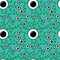 Halloween monsters aliens seamless eyes leaves pattern for wrapping paper and clothes kids print