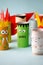 Halloween monsters doll from toilet paper tube. Creative DIY for kids. Home decor for party. Paper handie crafts inspiration. Eco-