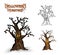 Halloween monsters spooky tree illustration EPS10 file