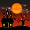 Halloween mystery night, on dark-red background