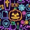 Halloween Neon Seamless Pattern