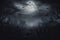 Halloween night background. Cemetery or graveyard in the night with dark sky. Haunted cemetery. Spooky and creepy burial ground.