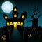 Halloween night background with creepy castle