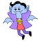 Halloween night flying vampire, doodle icon image kawaii