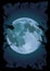 Halloween night: full moon beautiful gate ghost, spook cemetery