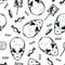 Halloween night monochrome seamless pattern