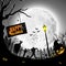 Halloween night with pumpkins and zombie silhouettes