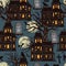 Halloween night vintage seamless pattern