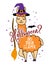 Halloween? No probllama no problem - funny vector quotes and llama drawing.